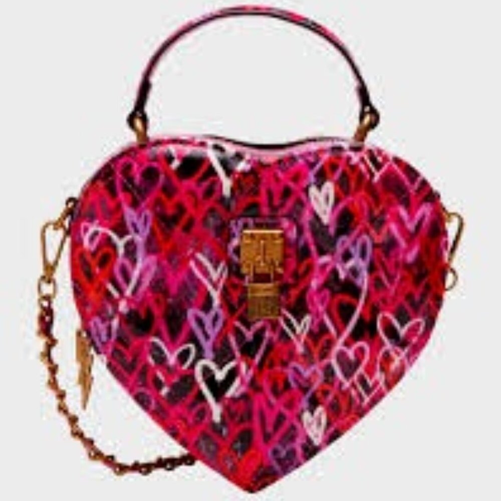 GRAFFITI LOVE CROSSBODY BLACK MULTI Heart Shaped Bag Betsey